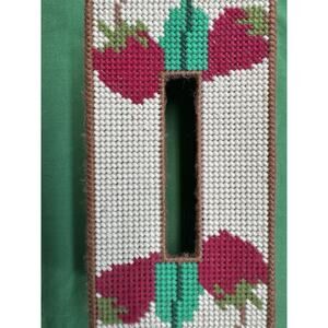 Cross Stitch Vintage Tissue Kleenex Holder Strawberries Decor